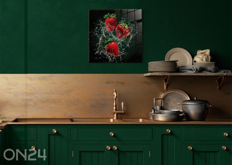 Lasitaulu Strawberries 30x30 cm kuvasuurennos