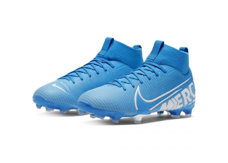 Lasten jalkapallokengät Nike Mercurial Superfly 7 Academy FG/MG JR AT8120 414 siniset kuvasuurennos