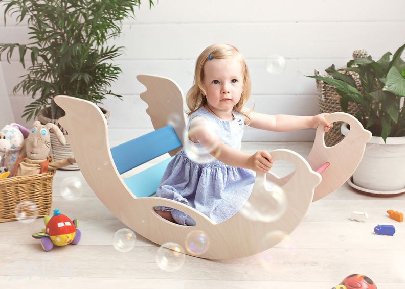 Lasten keinu Lintu Värikäs, luonnonsävyinen laita kuvasuurennos