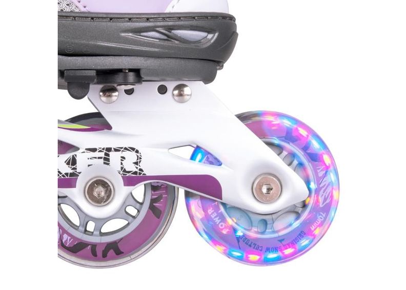 Lasten säädettävät rullaluistimet vilkkuvilla valoilla WORKER Perleta kuvasuurennos