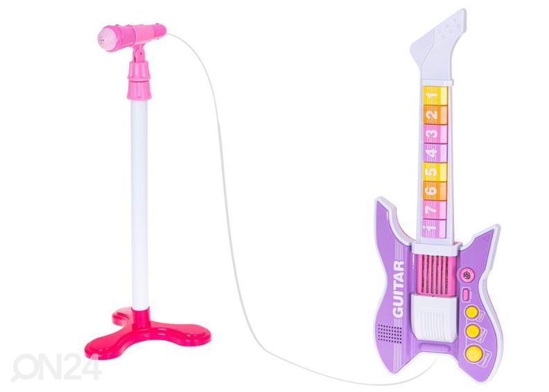 Lasten sähkökitara mikrofonilla liila kuvasuurennos