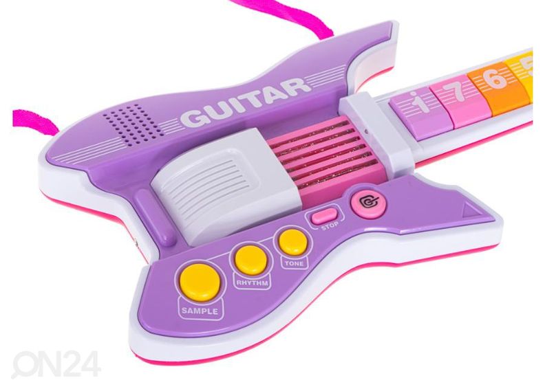 Lasten sähkökitara mikrofonilla liila kuvasuurennos