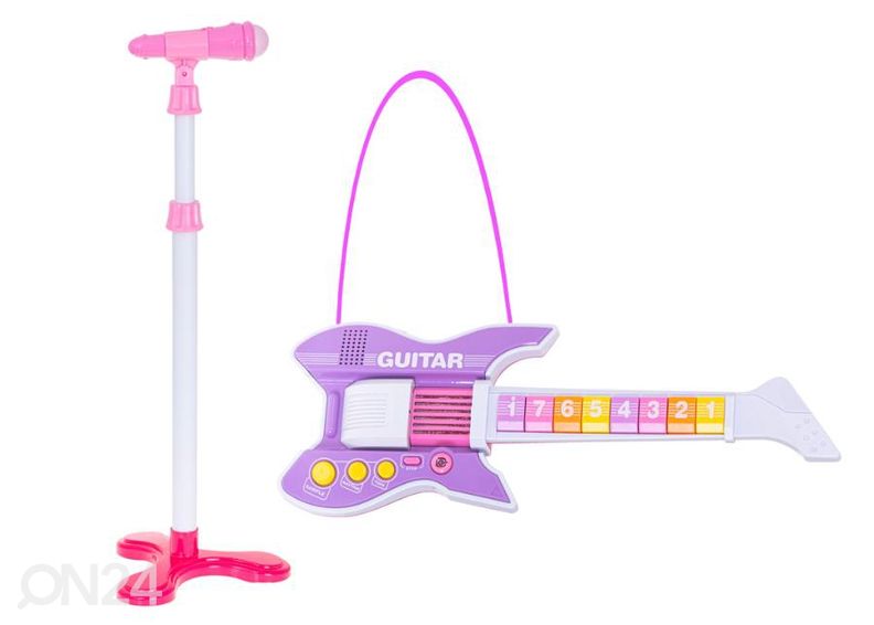 Lasten sähkökitara mikrofonilla liila kuvasuurennos