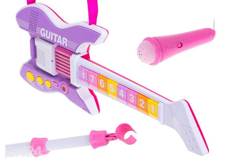 Lasten sähkökitara mikrofonilla liila kuvasuurennos