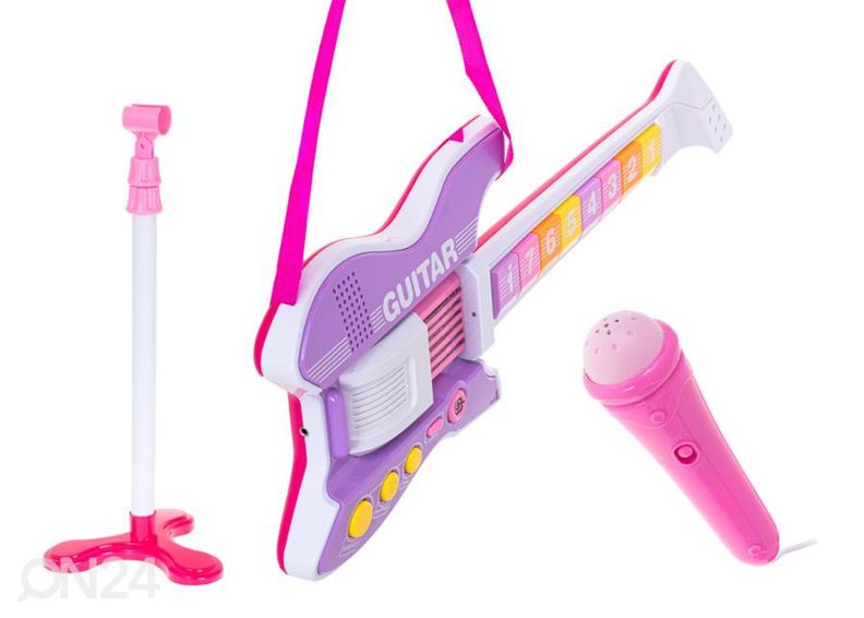 Lasten sähkökitara mikrofonilla liila kuvasuurennos