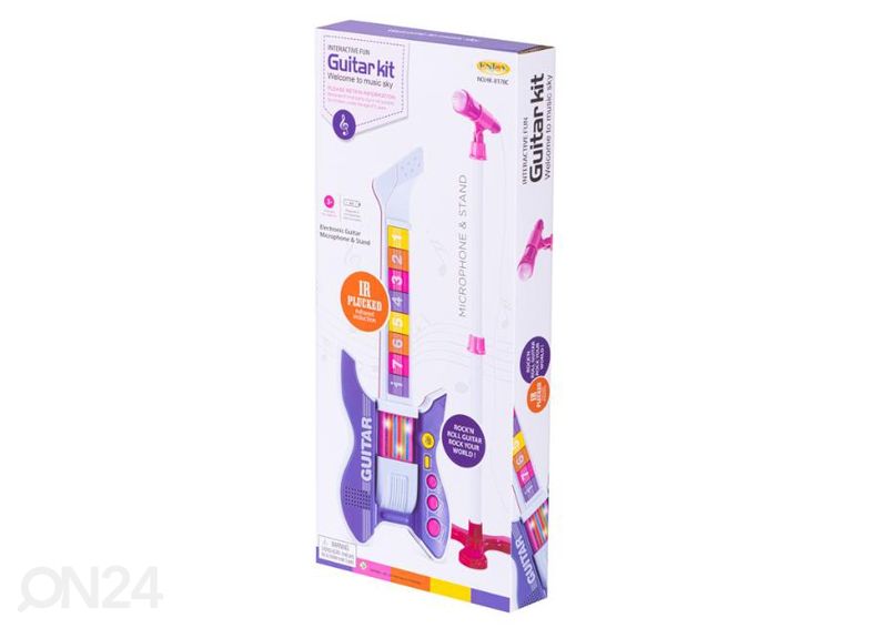 Lasten sähkökitara mikrofonilla liila kuvasuurennos