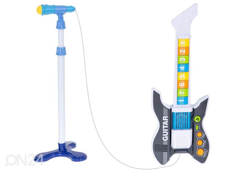 Lasten sähkökitara mikrofonilla sininen kuvasuurennos