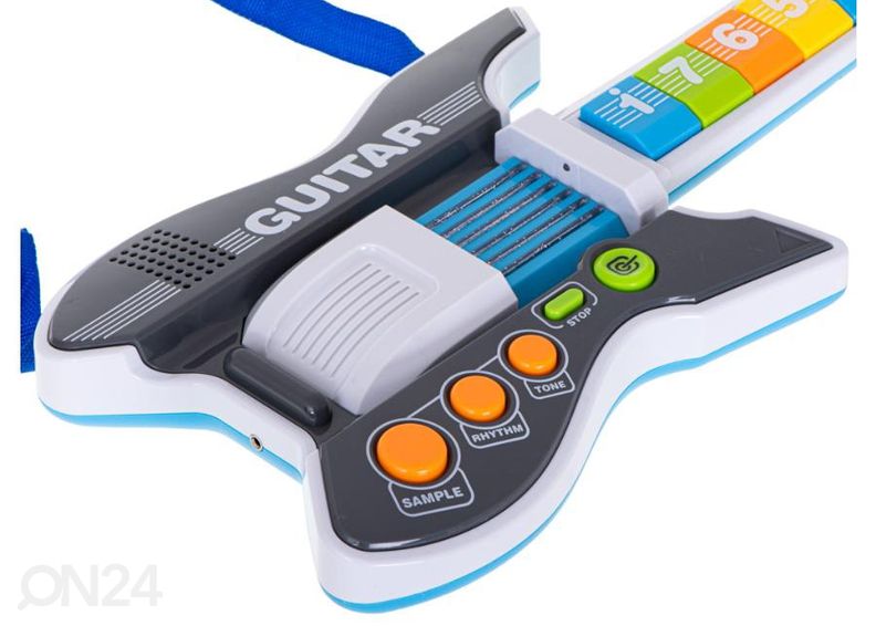Lasten sähkökitara mikrofonilla sininen kuvasuurennos