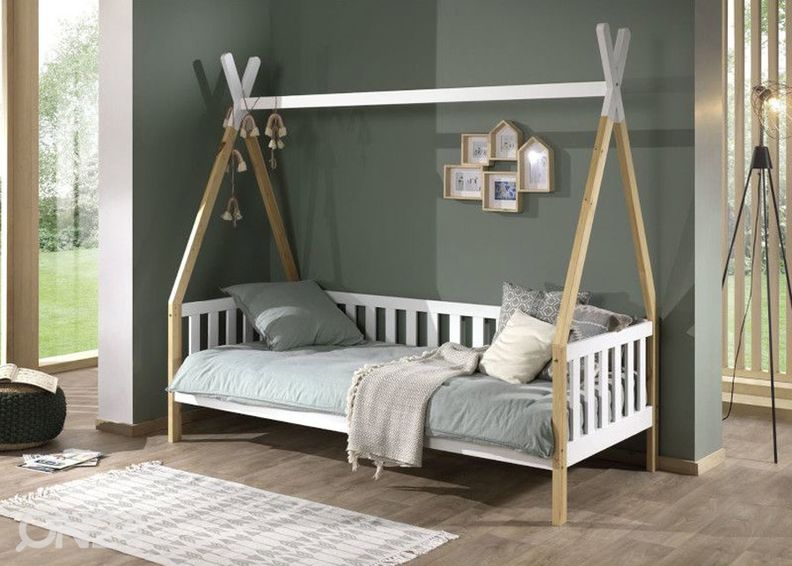 Lasten talosänky Tipi 90x200 cm, valkoinen/ luonnollinen kuvasuurennos