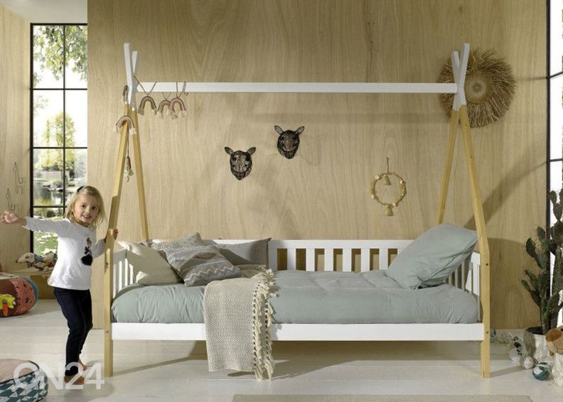 Lasten talosänky Tipi 90x200 cm, valkoinen/ luonnollinen kuvasuurennos