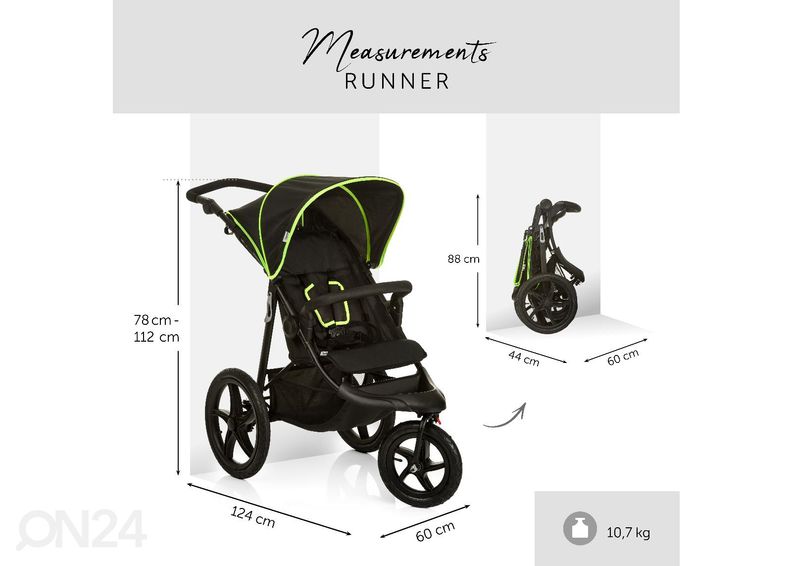 Lastenrattaat Hauck Comfort Runner musta/neon keltainen kuvasuurennos