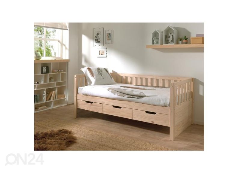 Lastensänky + 3 laatikkoa Fritz 90x200 cm, luonnollinen mänty kuvasuurennos