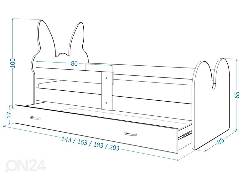 Lastensänky + patja 80x140 cm kuvasuurennos