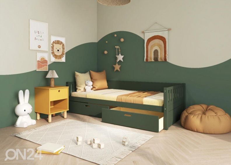 Lastensänky vuodevaatelaatikoilla THUKA Viggo, vihreä kuvasuurennos