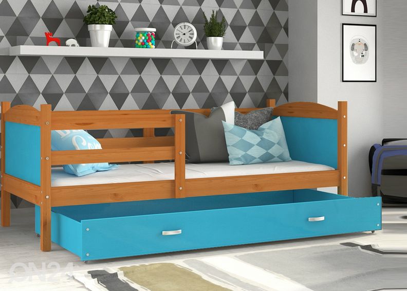 Lastensänky vuodevaatelaatikolla 80x190 cm+patja kuvasuurennos