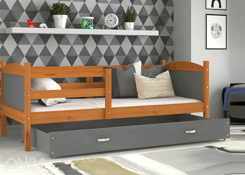 Lastensänky vuodevaatelaatikolla 80x190 cm+patja kuvasuurennos