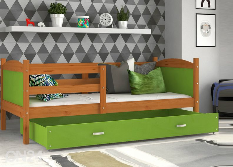 Lastensänky vuodevaatelaatikolla 80x190 cm+patja kuvasuurennos