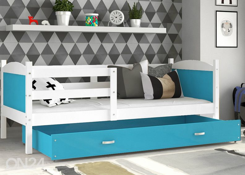 Lastensänky vuodevaatelaatikolla 80x190 cm+patja kuvasuurennos