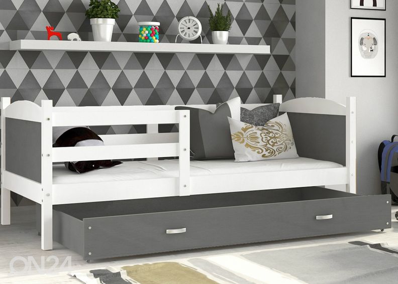 Lastensänky vuodevaatelaatikolla 80x190 cm+patja kuvasuurennos