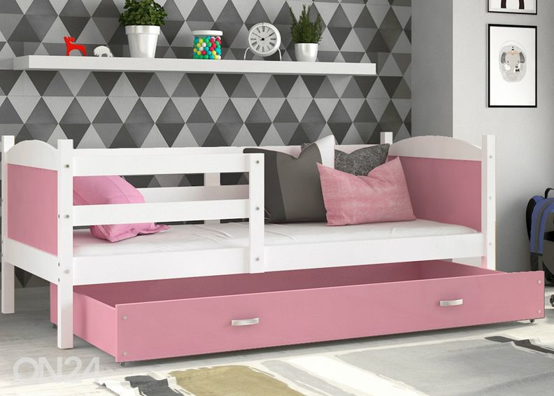 Lastensänky vuodevaatelaatikolla 80x190 cm+patja kuvasuurennos