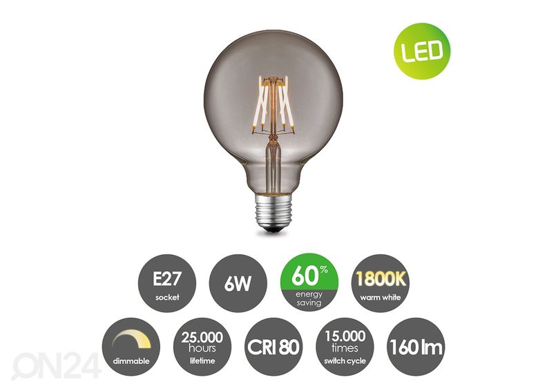 LED lamppu Globe, E27, 6W kuvasuurennos