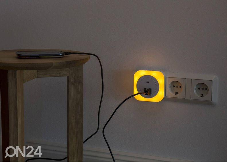 LED yövalo+2x USB lataaja kuvasuurennos