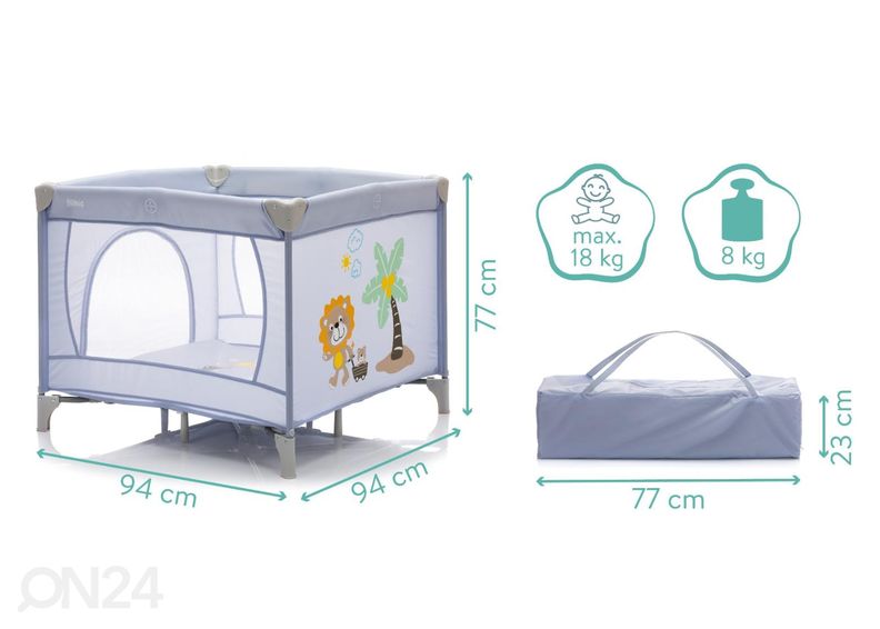 Leikkikehä / matkasänky Leijona harmaa, Fillikid kuvasuurennos