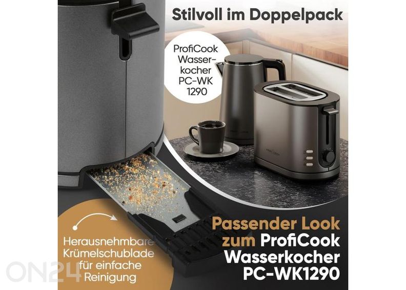 Leivänpaahdin ProfiCook PCTA1291, grafiitinharmaa kuvasuurennos
