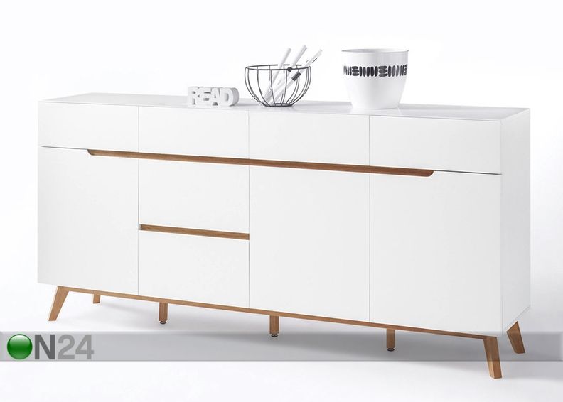 Leveä lipasto Cervo 193 cm, puiset jalat kuvasuurennos