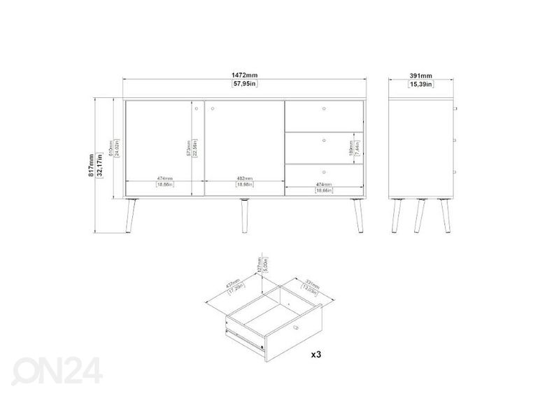 Lipasto Bodo 147 cm kuvasuurennos