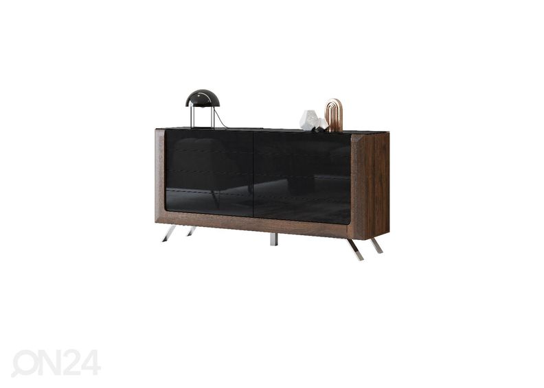 Lipasto Cassandra 161 cm, pähkinä/kiiltävä musta kuvasuurennos