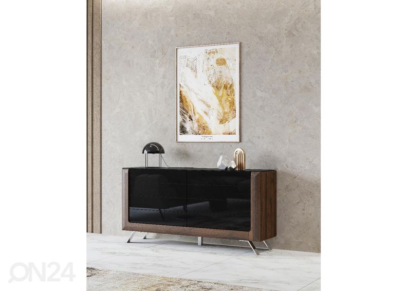 Lipasto Cassandra 161 cm, pähkinä/kiiltävä musta kuvasuurennos