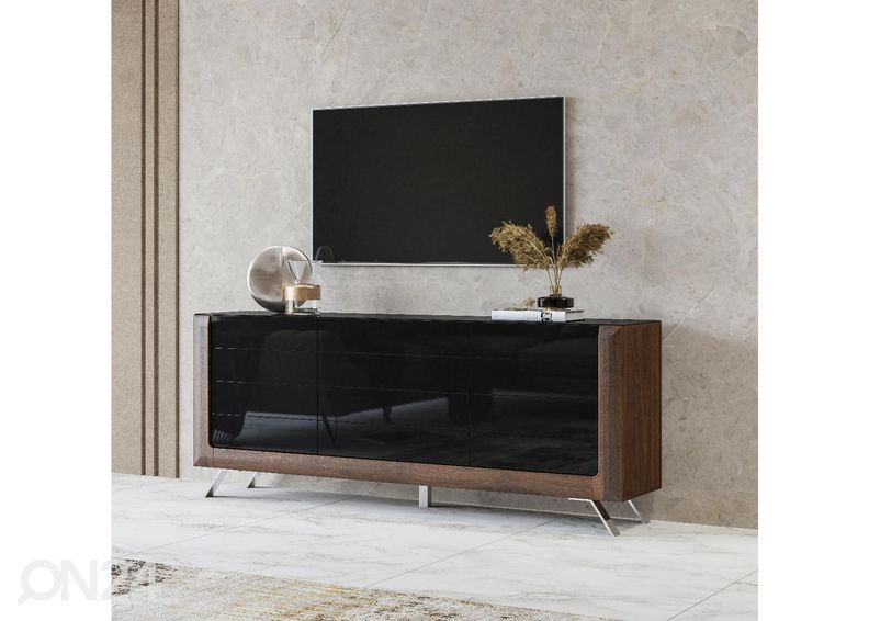 Lipasto Cassandra 199 cm, pähkinä/kiiltävä musta kuvasuurennos