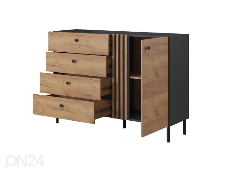 Lipasto Deco B 138 cm, antrasiitti / tammi kuvasuurennos