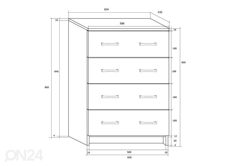 Lipasto Drimo 61 cm kuvasuurennos