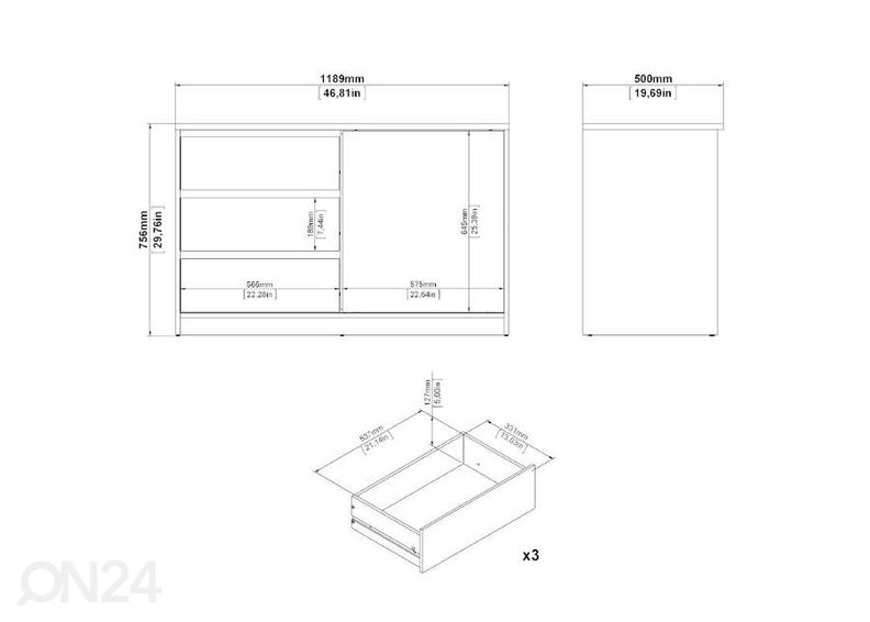 Lipasto Naia 118,9 cm kuvasuurennos