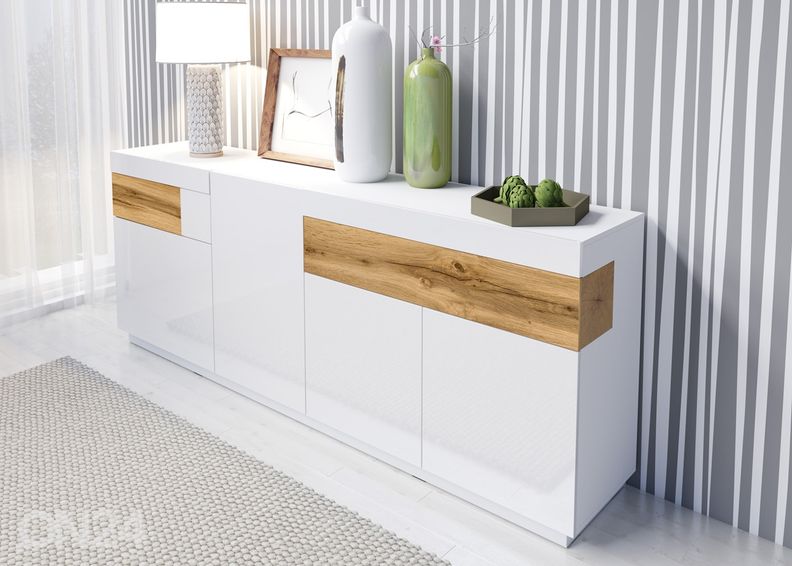 Lipasto, valkoinen/ tammi kuvasuurennos