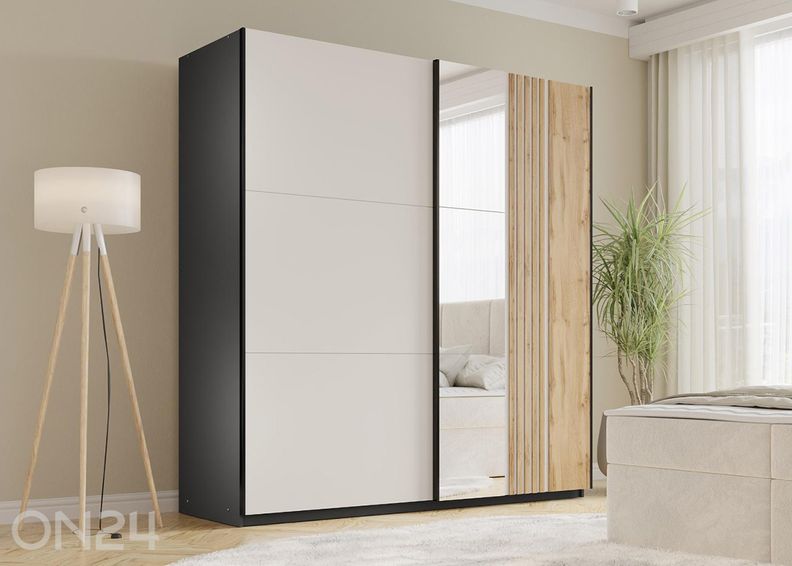 Liukuovellinen vaatekaappi Evora 203 cm kuvasuurennos