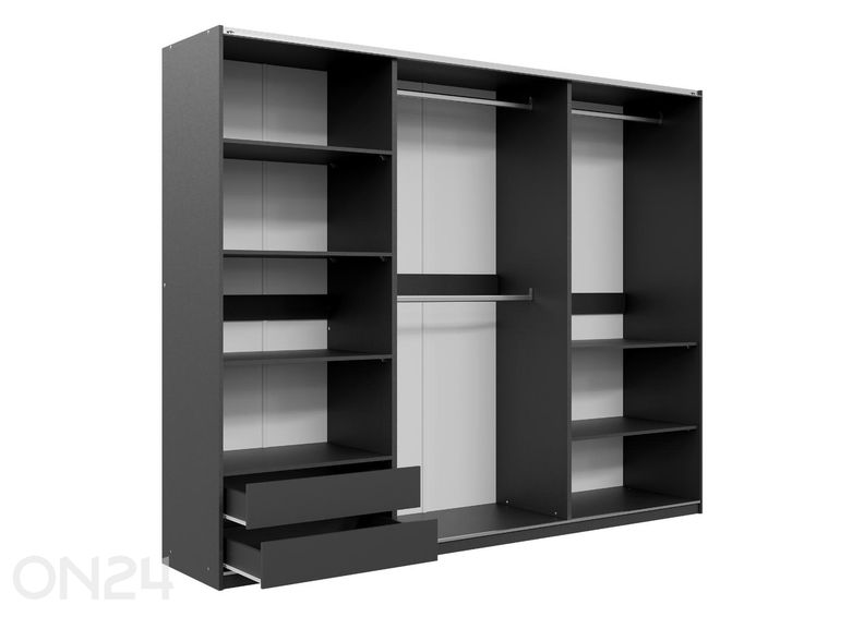 Liukuovellinen vaatekaappi Evora 250 cm kuvasuurennos