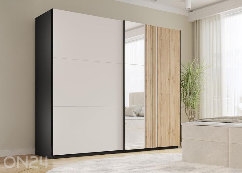 Liukuovellinen vaatekaappi Evora 250 cm kuvasuurennos
