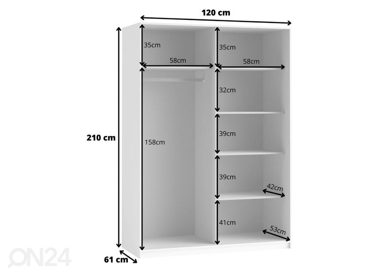 Liukuovikaappi 120 cm kuvasuurennos