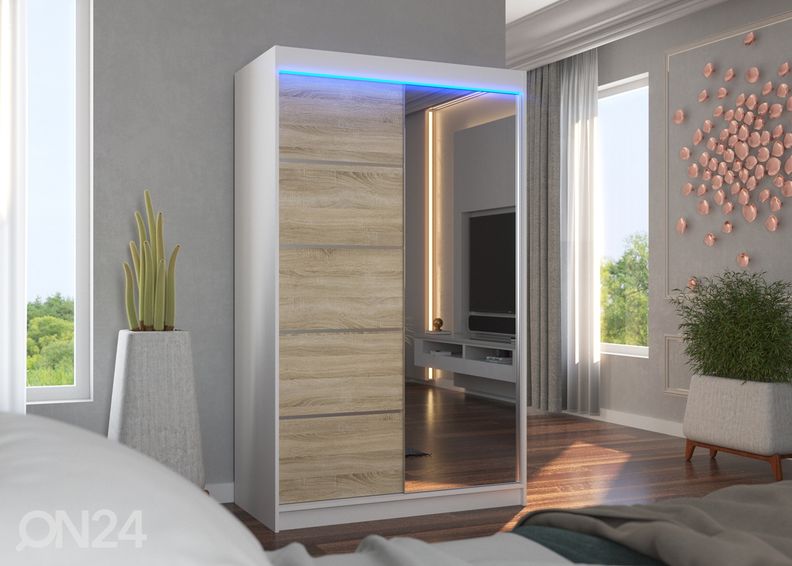 Liukuovikaappi 120 cm + LED kuvasuurennos
