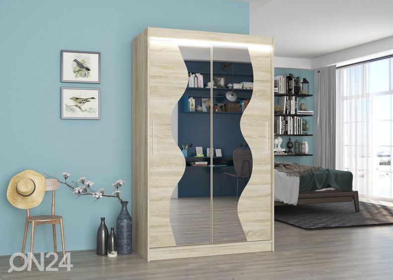 Liukuovikaappi 120 cm + LED kuvasuurennos