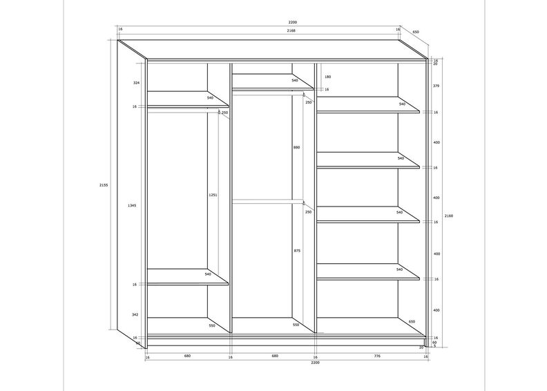 Liukuovikaappi 220 cm kuvasuurennos
