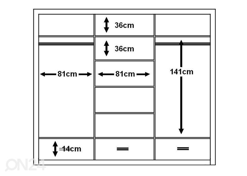 Liukuovikaappi 250 cm kuvasuurennos