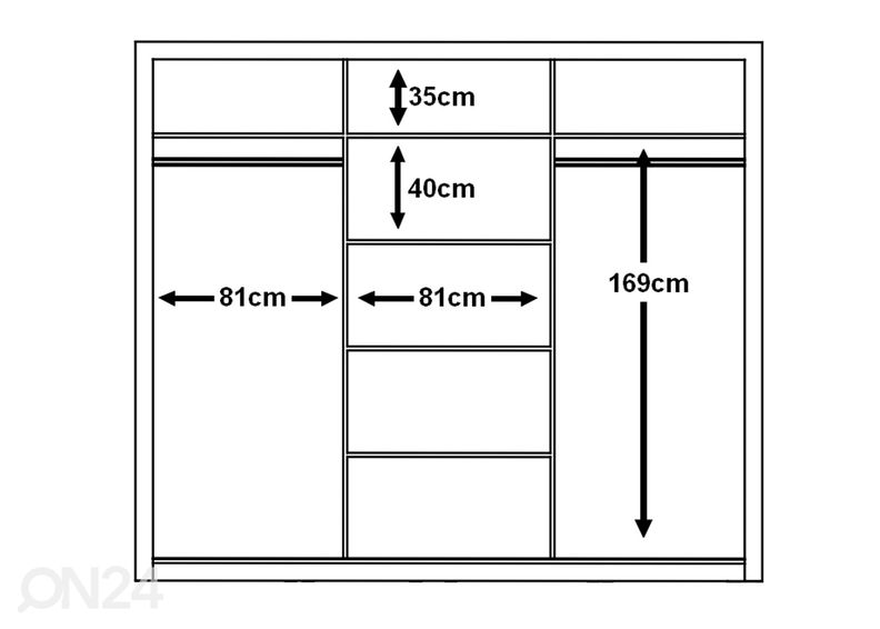 Liukuovikaappi 250 cm kuvasuurennos