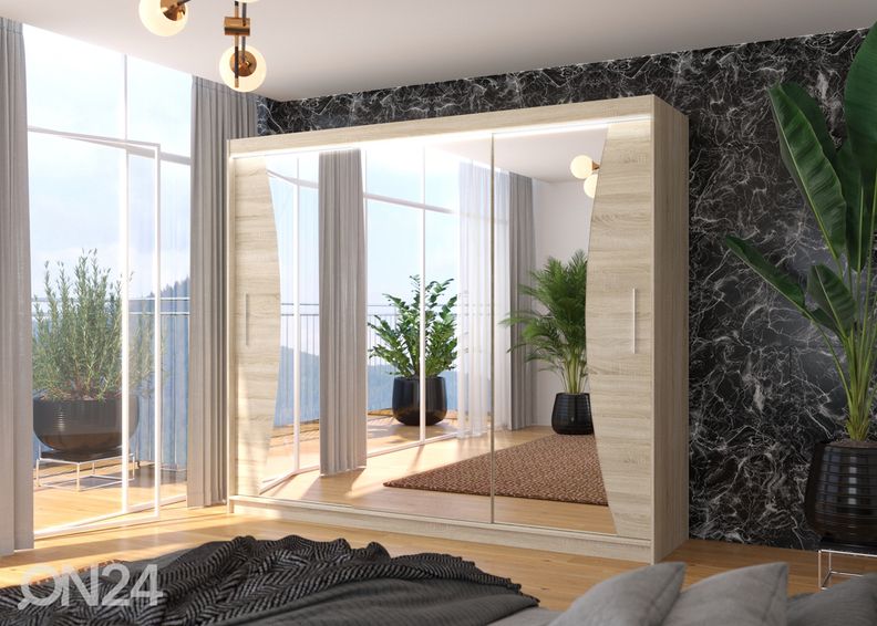 Liukuovikaappi Dixon 250 cm + LED kuvasuurennos