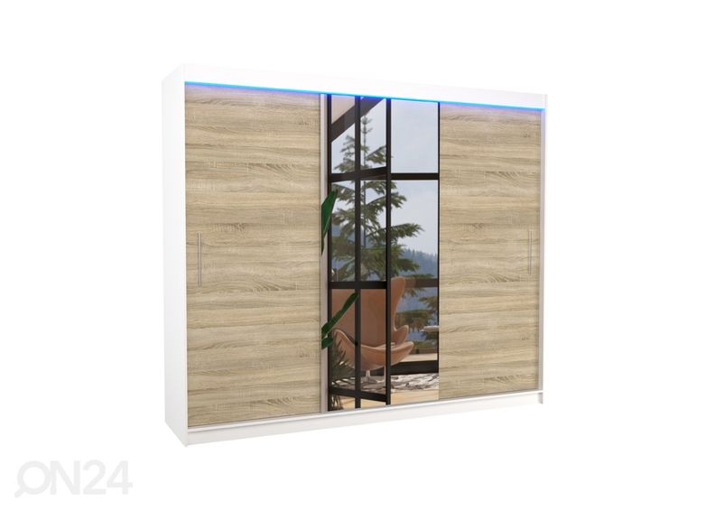 Liukuovikaappi Durelo I 250 cm + LED kuvasuurennos