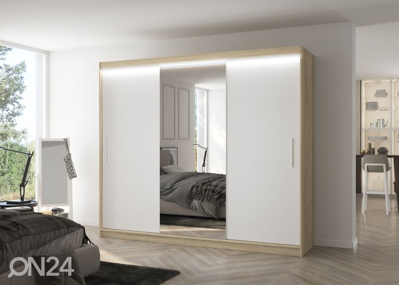 Liukuovikaappi Durelo I 250 cm + LED kuvasuurennos