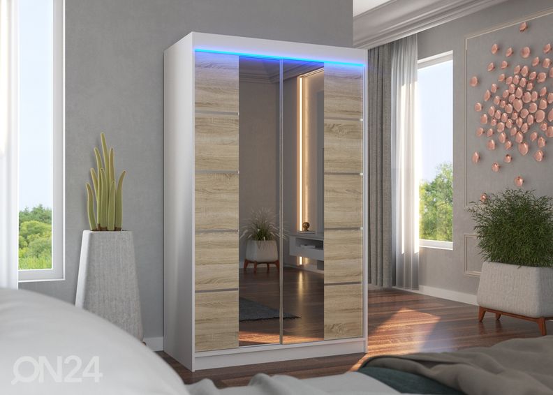 Liukuovikaappi Fiona I 120 cm + LED kuvasuurennos